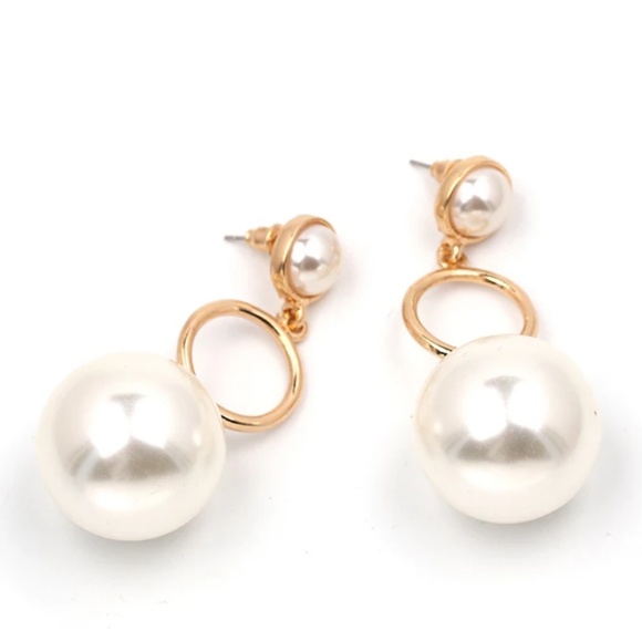 Big Double Side Pear Earrings Statement Jewelry - Picture 4 of 6